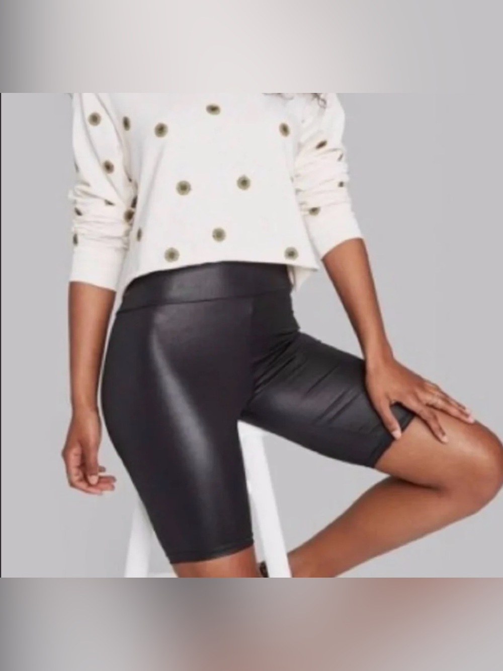 Wild Fable Black High-Rise Faux Leather Bike Shorts NWT